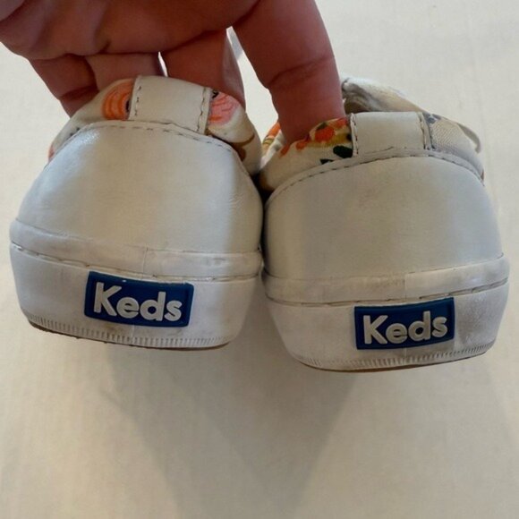Keds x Rifle Paper Co Tournament Sneaker Lively Floral Fabric White Leather 8.5 - Picture 11 of 12
